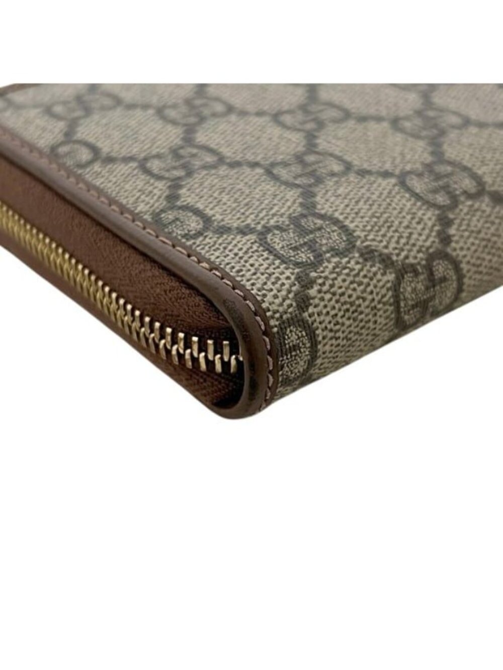 Gucci Zip Around Wallet Beige Brown Horsebit Leather GG Canvas Zipper - Picture 8 of 10